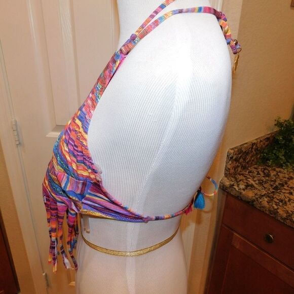 Multicolor Embellished Fringe Swim Tanktini (D9) - Picture 3 of 8